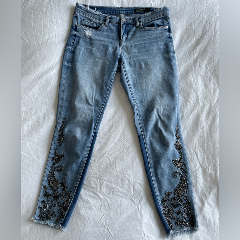 BLANK NYC Beaded Cropped Skinny Jeans